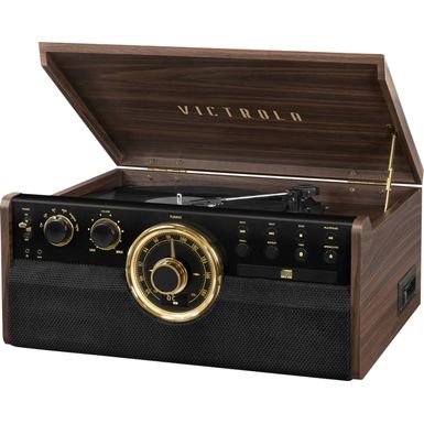 image of Victrola - Empire Bluetooth 6-in-1 Record Player - Gold/Brown/Black with sku:bb21190771-6280547-bestbuy-victrola