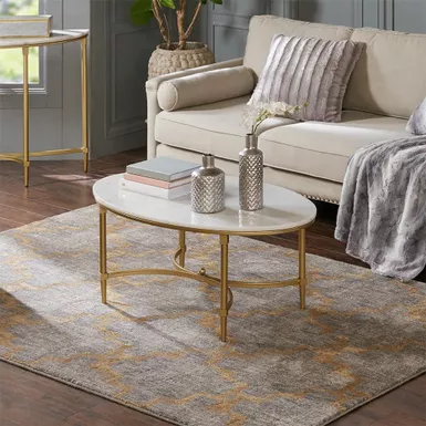 Cosette White/Gold Oval Coffee Table