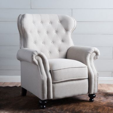 image of Walder Tufted Fabric Recliner Club Chair by Christopher Knight Home - Cream with sku:s6er07qti3bjasjzmyagpgstd8mu7mbs-chr-ovr