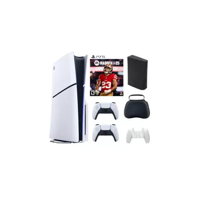 Playstation 5 Slim + Madden NFL 25 Bundle with Extra Controller, Accessories