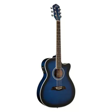 image of Oscar Schmidt OACEFTBL Auditorium Acoustic Electric Guitar. Trans Blue with sku:osc--oaceftbla-guitarfactory