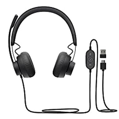 image of Logitech Zone 750 Wired On-Ear Headset with Advanced Noise-canceling Microphone, Simple USB-C and Included USB-A Adapter, Plug-and-Play Compatibility for All Devices with sku:b09myqjsjv-amazon