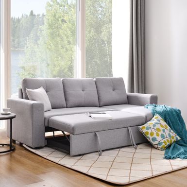 90" Reversible Pull out Sleeper L-Shaped Sectional Storage Sofa Bed,Corner sofa-bed with Storage Chaise Left/Right Handed - Grey