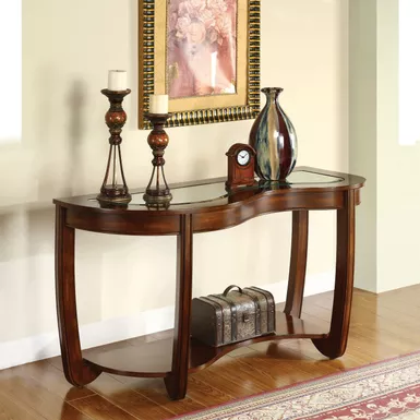 image of Transitional Solid Wood 1-Shelf Console Table in Dark Cherry with sku:idf-4336s-foa