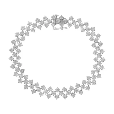 .925 Sterling Silver 1.0 cttw Miracle Set-Round Diamond "Zig Zag" Link Bracelet (I-J Color, I3 Clarity) -7.25"