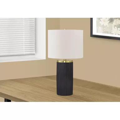 Lighting - 24"H Table Lamp Black Concrete / Ivory Shade