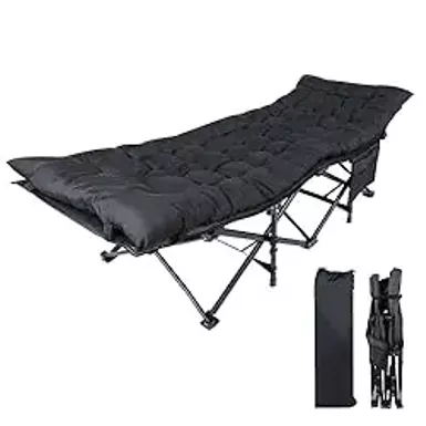 image of YSSOA Adults, Foldable Outdoor with Portable Bag, Bed Lightweight Sleeping Cots for Camping, Easy to Set up, Black with sku:b0cg613yds-amazon