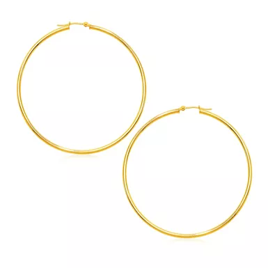 image of 14k Yellow Gold Polished Large Round Hoop Earrings with sku:d58042004-rcj