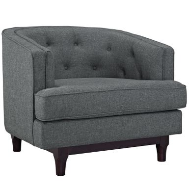 Modway Coast Mid-Century Armchair with Walnut Rubberwood Legs - Gray