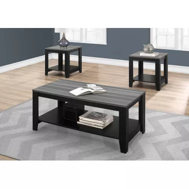 image of Table Set/ 3pcs Set/ Coffee/ End/ Side/ Accent/ Living Room/ Laminate/ Black/ Grey/ Transitional with sku:i-7992p-monarch