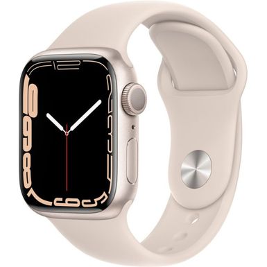 image of Apple Watch Series 7 (GPS) 41mm Starlight Aluminum Case with Starlight Sport Band - Starlight with sku:bb21030653-6215933-bestbuy-apple