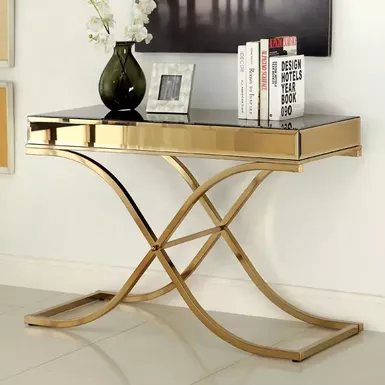 image of Contemporary Brass Sofa Table with sku:idf-4230s-foa