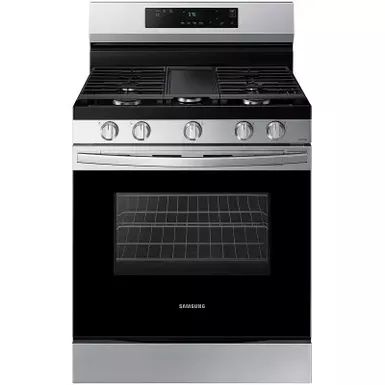 Samsung - 6.0 cu. ft. Freestanding Gas Range with WiFi and Integrated Griddle - Stainless Steel