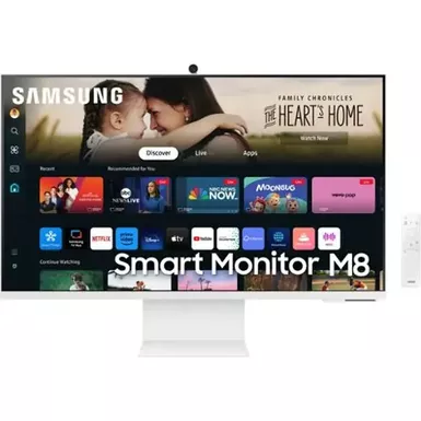image of Samsung - 32" M80D Smart 4K UHD Monitor with Streaming TV, Built In Speakers, USB-C, Ergonomic Stand and SlimFit Camera - Warm White with sku:bb22299498-bestbuy