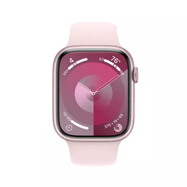 Apple Watch Series 9 (GPS) 45mm Pink Aluminum Case with Light Pink Sport Band - S/M - Pink