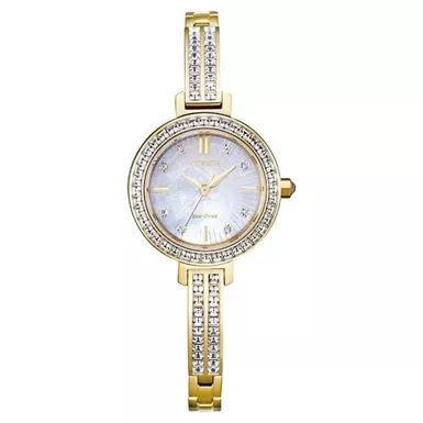 Citizen - Ladies Silhouette Crystal Eco-Drive Gold-Tone Watch Mother-of-Pearl Dial