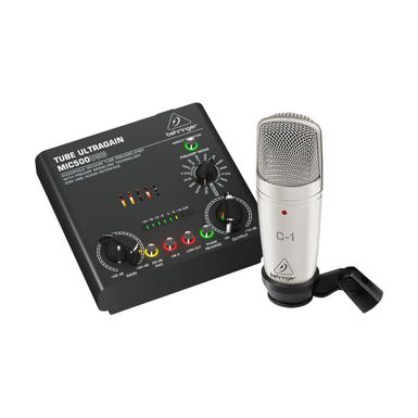 image of Behringer VOICE STUDIO Complete Recording Bundle Includes C-1 Studio Condenser Mic, Tube Ultragrain MIC500USB Preamplifier, 16 Preamp Voicings & USB/Audio Interface with sku:bevoicestudi-adorama