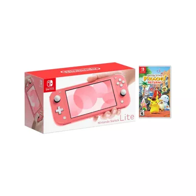 Nintendo Switch Lite Coral + Detective Pikachu Returns Bundle