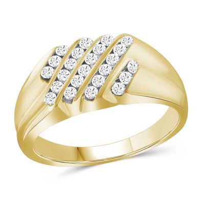 JewelonFire 0.50 Carat Genuine White Diamond 10K Gold Men's Ring - 11 - White