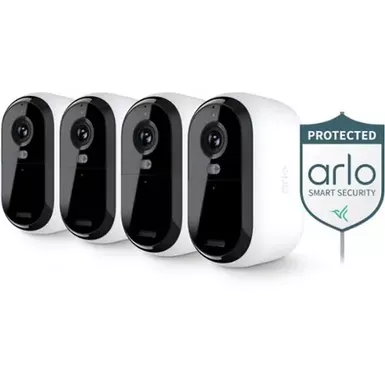 image of Arlo - Essential 4-Camera Outdoor Wireless 2K Security Camera (2nd Generation) with Yard Sign - White with sku:bb22188484-bestbuy