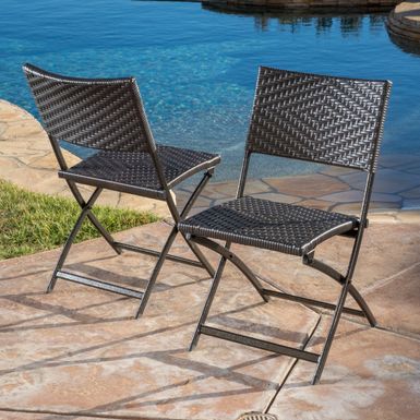 image of Christopher Knight Home El Paso Outdoor Brown Wicker Folding Chair (Set of 2) - Brown with sku:jhqi7ku4hjjwg-u_cay_wwstd8mu7mbs-overstock