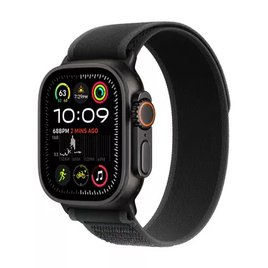 Apple Watch Ultra 2 GPS + Cellular 49mm Titanium Case (2024) - Black - Black Trail Loop - Small/Medium