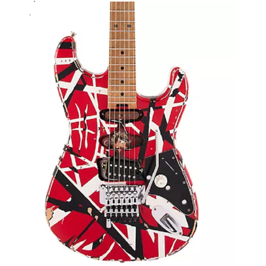 image of EVH Striped Series Frankie Electric Guitar. Red/White/Black Relic with sku:evh-5107900503-guitarfactory