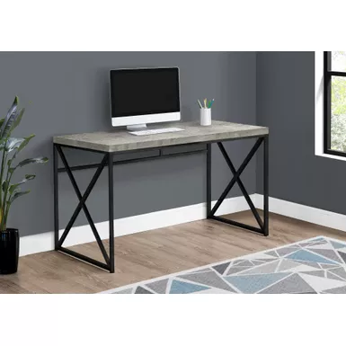 Computer Desk/ Home Office/ Laptop/ Work/ Metal/ Laminate/ Grey/ Black/ Contemporary/ Modern