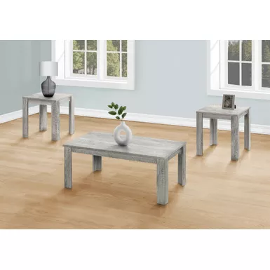 image of Table Set/ 3pcs Set/ Coffee/ End/ Side/ Accent/ Living Room/ Laminate/ Grey/ Transitional with sku:i-7860p-monarch