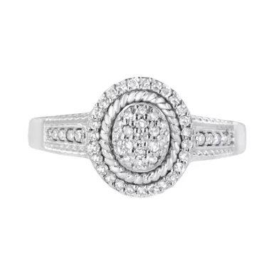 image of .925 Sterling Silver 1/3 Cttw Pave Set Round-Cut Diamond Braided Halo Cocktail Ring (I-J Color, I2-I3 Clarity) - Choice of size with sku:016943r800-luxcom