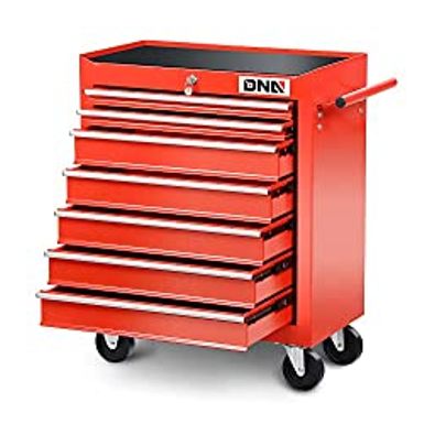 image of DNA MOTORING TOOLS-00264 7-Drawer Plastic Top Rolling Tool Cabinet with Keyed Locking System,27.55" L X 13" W X 30.31" H,Red with sku:b0bxkg27c7-dna-amz