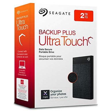 Seagate 2TB Backup Plus Ultra Touch Portable External Hard Drive, USB-C, USB 3.0 + 1yr Mylio Create + 2mo Adobe CC Photography, Black...