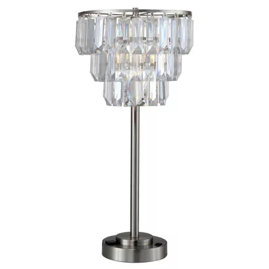 Transitional Metal Table Lamp in Light Silver/Clear