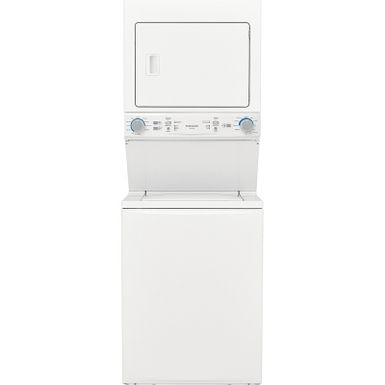 image of Frigidaire 27" White Stacked Washer And Gas Dryer Laundry Center with sku:flcg7522wh-abt
