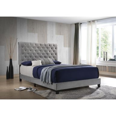 image of Warner Queen Upholstered Bed Grey with sku:310042q-coaster