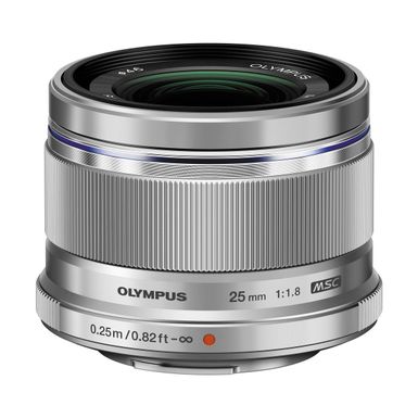 image of Olympus M. Zuiko Digital 25mm f/1.8 Lens - Silver - for Micro Four Thirds System with sku:iom2518ms-adorama
