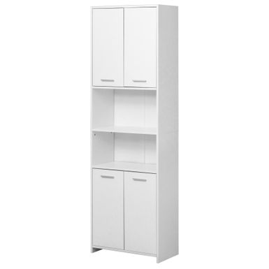 image of Standing Bathroom Linen Tower Storage Cabinet, White - Wide with sku:ew_h43qjim7dwdalvyzpbgstd8mu7mbs-overstock