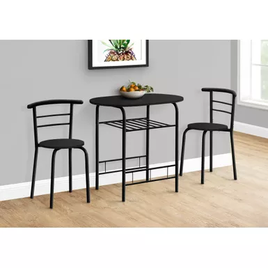 image of Dining Table Set/ 3pcs Set/ Small/ 32" L/ Kitchen/ Metal/ Laminate/ Black/ Contemporary/ Modern with sku:i-1208-monarch