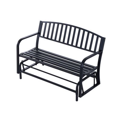 image of Outsunny 50" Outdoor Steel Patio Swing Glider Bench - Black with sku:dywq2ex03x0u7wfjvhzmwgstd8mu7mbs-overstock