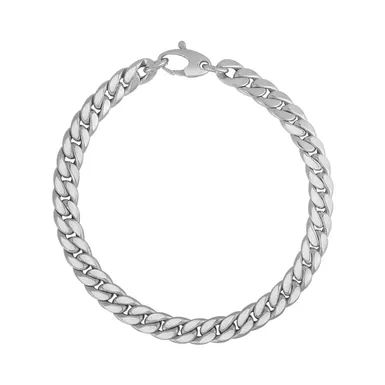 14K White Gold Cuban Link Bracelet (7.25 Inch)