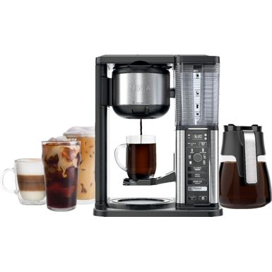 image of Ninja - 10-Cup Specialty Coffee Maker with Fold-Away Frother and Glass Carafe CM401 - Black/Stainless Steel with sku:bb21224147-6346475-bestbuy-shark