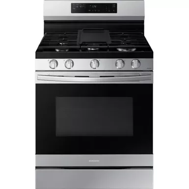 image of Samsung - 6.0 cu. ft. Freestanding Gas Range with WiFi, No-Preheat Air Fry & Convection - Stainless Steel with sku:bb21695099-bestbuy