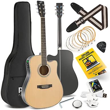 image of Acoustic Electric Cutaway Guitar 4/4 Scale 41” Steel String Spruce Wood w/Gig Bag, 4-Band EQ, Clip On and Onboard Tuner, Picks, Shoulder Strap for Beginners and Students with sku:b09c8wn6z4-amazon