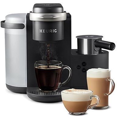 image of Keurig K-Cafe Coffee Maker, Single Serve K-Cup Pod Coffee, Latte and Cappuccino Maker, Comes with Dishwasher Safe Milk Frother, Coffee Shot Capability, Compatible With all K-Cup Pods, Charcoal with sku:b07c1xc3gf-keu-amz