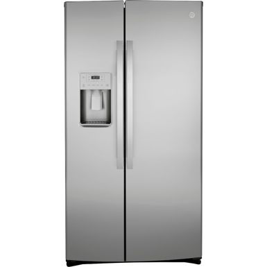 image of GE - 21.8 Cu. Ft. Side-by-Side Counter-Depth Refrigerator - Stainless steel with sku:gzs22iynfss-abt