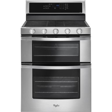 image of Whirlpool - 6.0 Cu. Ft. Self-Cleaning Freestanding Double Oven Gas Convection Range - Stainless steel with sku:wgg745s0fss-wgg745s0fs-abt