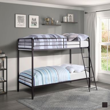 Rent to own Bedeau Twin over Twin Bunk Bed - Dark Bronze - FlexShopper