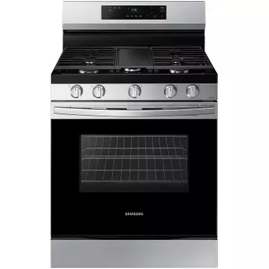 image of Samsung - 6.0 cu. ft. Freestanding Gas Range with WiFi and Integrated Griddle - Stainless Steel with sku:bb21695096-bestbuy