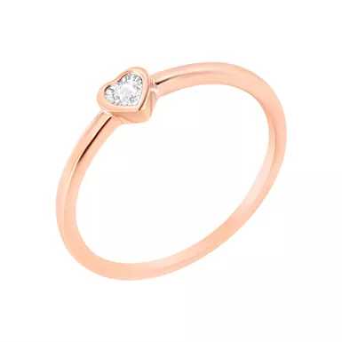 14K Rose Gold Plated .925 Sterling Silver Miracle Set Diamond Accent Heart Promise Ring (J-K Color, I1-I2 Clarity) - Choice of size