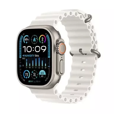 image of Apple Watch Ultra 2 GPS + Cellular 49mm Titanium Case with White Ocean Band - Titanium with sku:bb22269333-bestbuy